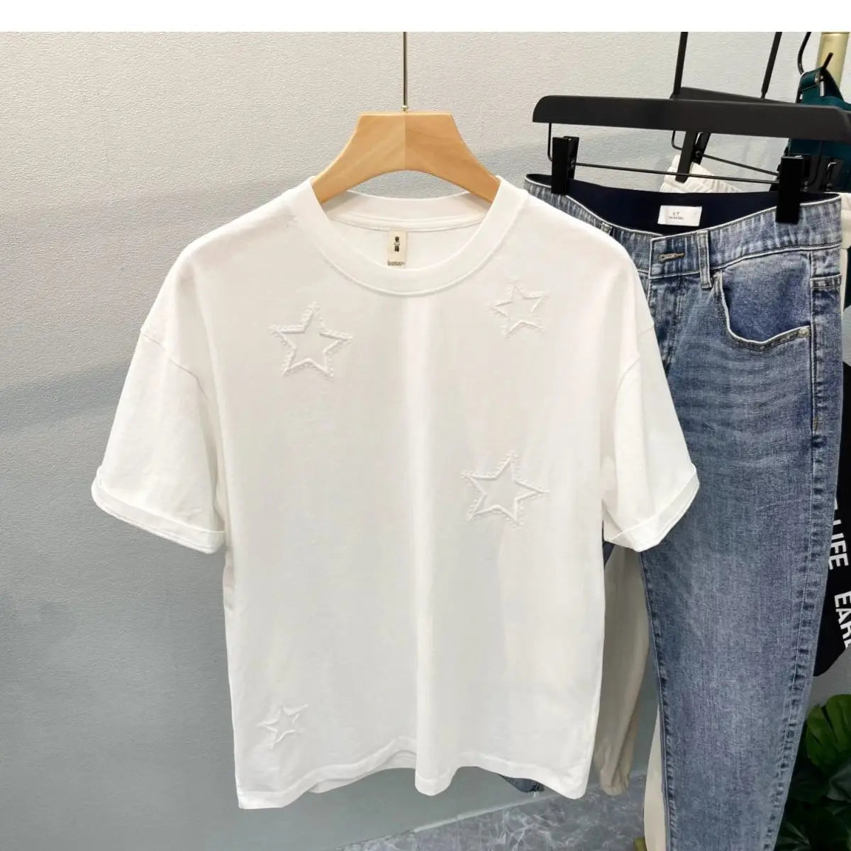 2024 American style men and women summer pentagram round neck short sleeved trendy couple loose retro casual T-shirt top y2k Street King Limited