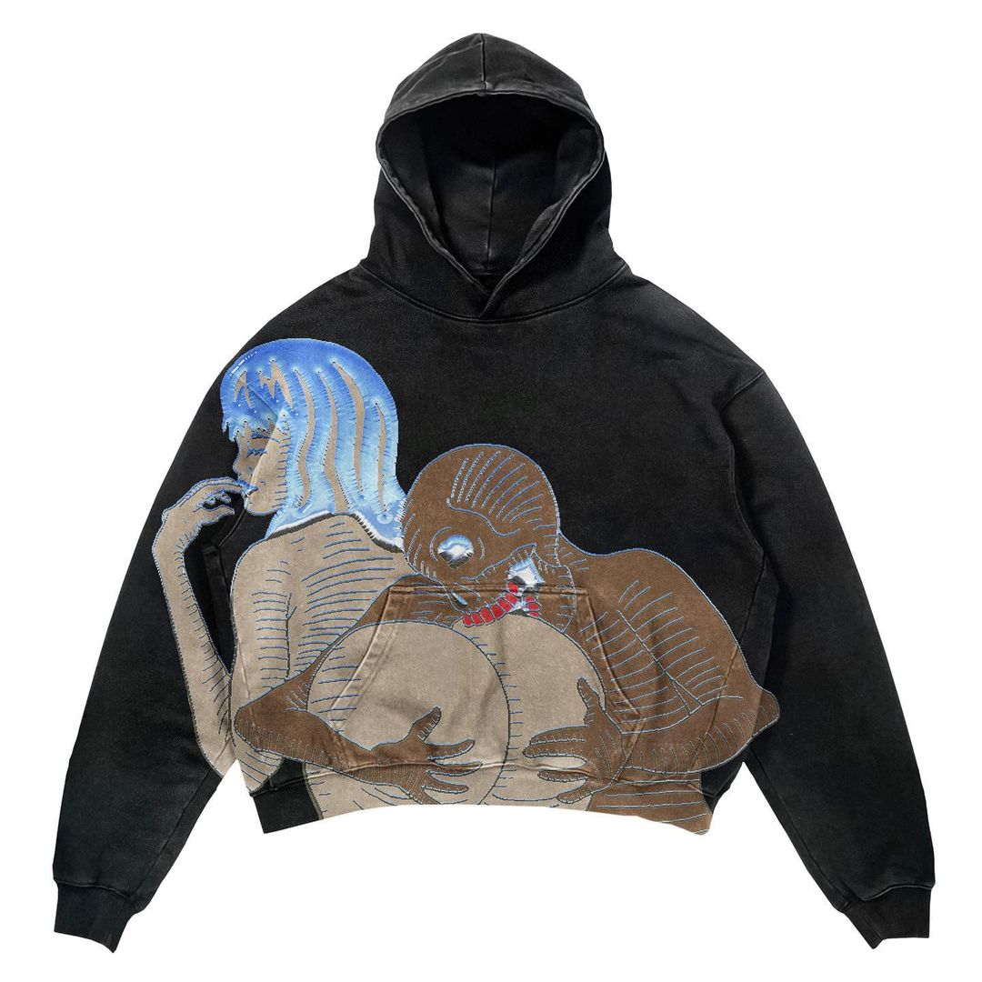 Harajuku Oversized Diamond skull Print Streetwear Hoodie Vintage Streetwear Tops Sweatshirt Goth Hoodies Women Y2k Clothes Street King Limited