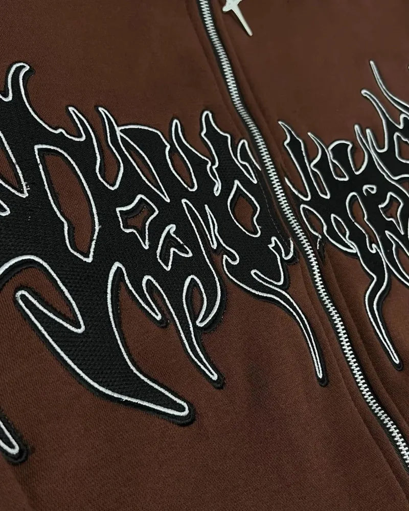 2024 Y2k American Street Style Women Oversized Hooded Top Jacket Fashion Trend Versatile Letter Print Zipper Sweatshirt Men Street King Limited