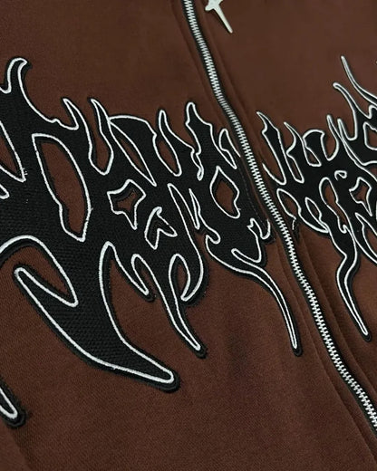 2024 Y2k American Street Style Women Oversized Hooded Top Jacket Fashion Trend Versatile Letter Print Zipper Sweatshirt Men Street King Limited