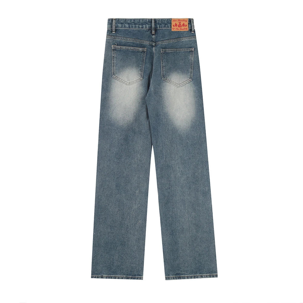 blue baggy jeans men letter printed straight denim pants fashion jeans male streetwear hip hop y2k loose trousers unique jeans style 4086