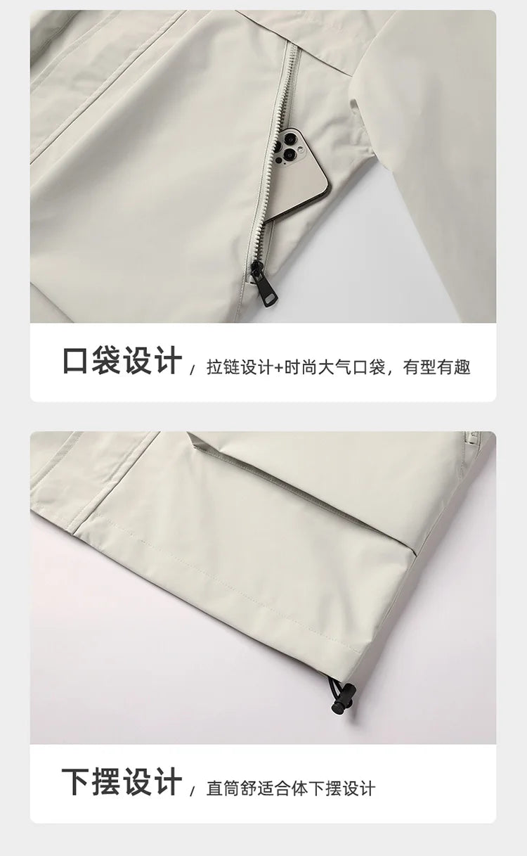 japanese outdoor jackets classic men solid color jacket spring autumn hooded coat basic zipper up windbreaker unisex outerwear unique default style 5336
