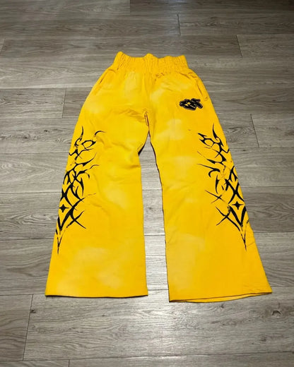 y2k american high street brand fashion loose floor length pants men harajuku retro gothic punk printed oversized trousers women clean everyday pants