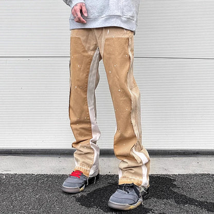 high street spliced speckled ink micro flare pants for men and women patchwork baggy jeans ropa hombre casual denim trousers 2 unique jeans style 1121
