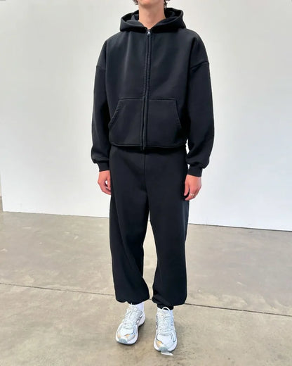 American High Street Fashion Casual Hoodie Men Y2k Harajuku Retro Solid Color Zipper Sweatshirt Loose Oversized Coat Women Street King Limited