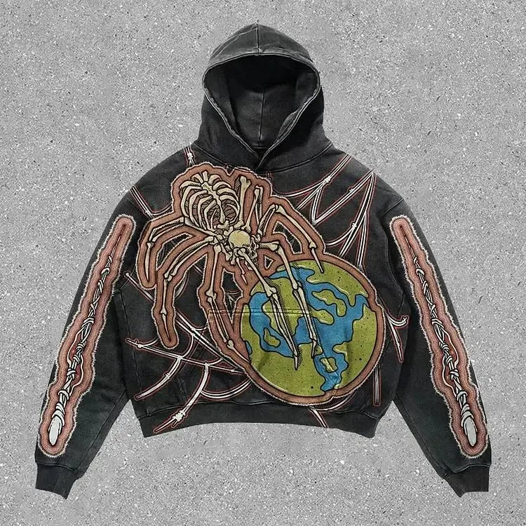 Harajuku Oversized Gothic Dragon Print Hoodie Streetwear Sweatshirt Y2k Tops Gothic Clothes Grunge Hoodies Women Men Clothing Street King Limited