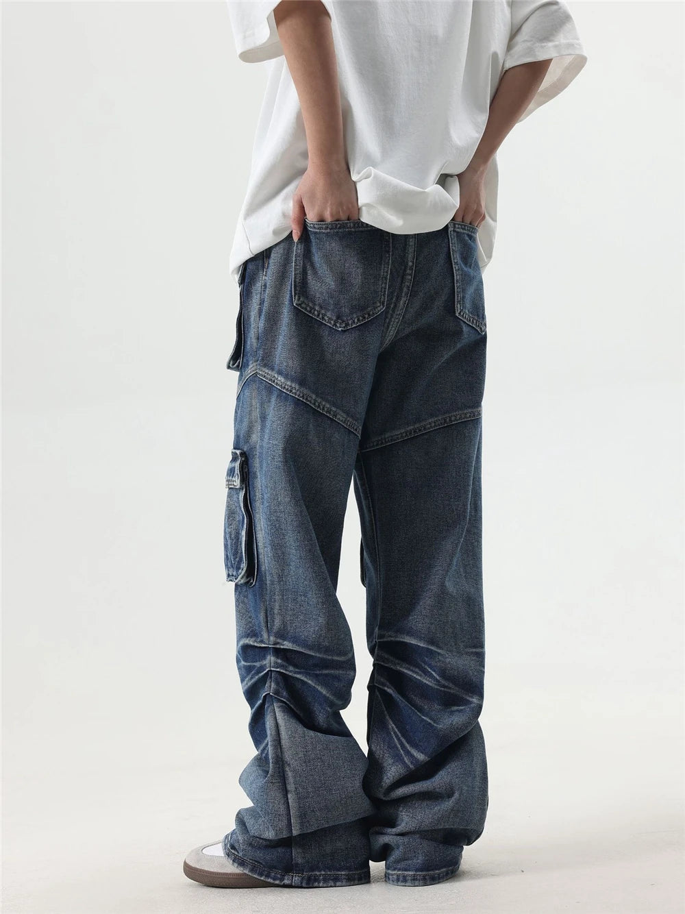 2024 multi pocket jeans vintage mens harajuku cargo denim pants retro hip hop straight loose jean pants 1 unique cargo style 236