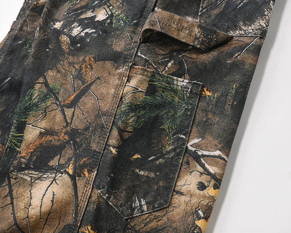 y2k streetwear vintage pantalones hombre trees camouflage jeans cargos for men patchwork straight baggy casual denim trousers 1 multi-pocket cargos