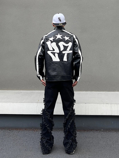 men racing jackets fashion letter embroidery patchwork jacket coats hip hop pu lether outerwear autumn casual streetwear jackets unique default style 4495