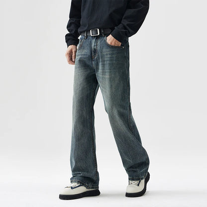 mens plus size retro fashion streetwear loose casual micro flared denim pants jeans cityboy jeans trousers 28 40 vintage washed jeans