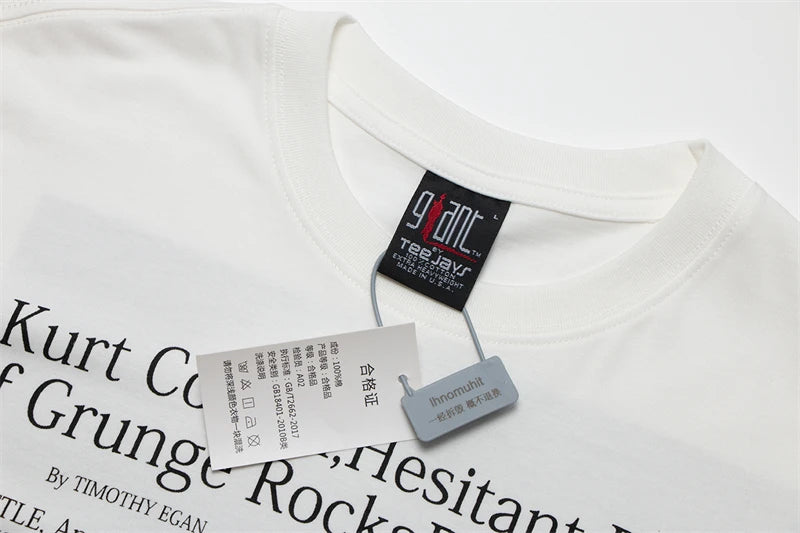 Vintage Band Cobain Portrait Print Heavyweight Short Sleeve High Street Casual Loose Cotton 90S Rock T-shirt High-quality Tops Street King Limited