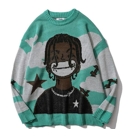 Traf-2024 Women's Sweater zssiibo Official Website Autumn New y2k Anime Cartoon Pattern Hoodie Women's Clothing Sales Street King Limited