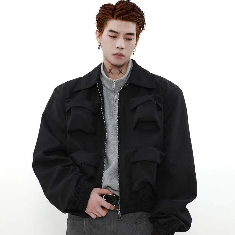 spring american pilot jacket mens street trend three dimensional multi pockets shoulder padded coats high street outwear unisex minimalist street pants