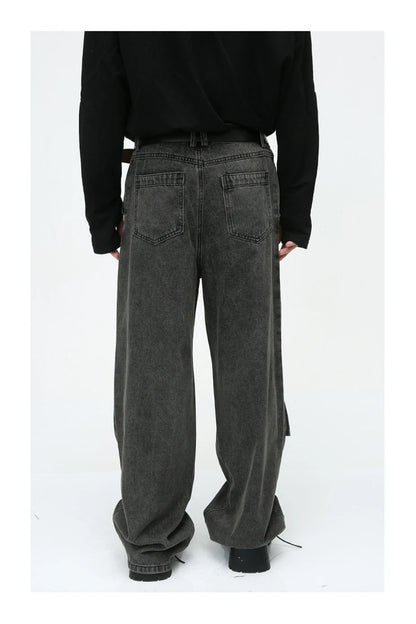 multi pocket cargo jeans men korean fashion loose straight denim pants unique cargo style 513