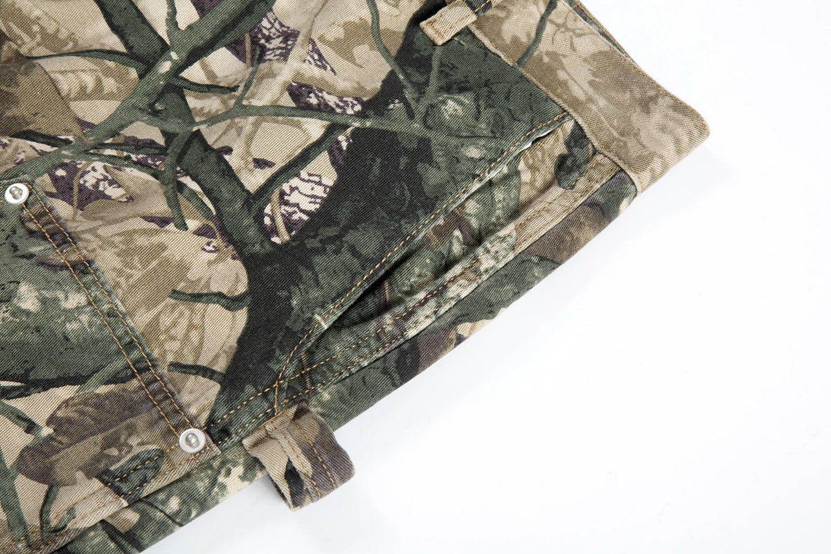 high street leaf camouflage logging pants for men straight patchwork baggy jeans cargos y2k pantalones hombre oversized trousers 2 unique cargo style 1828
