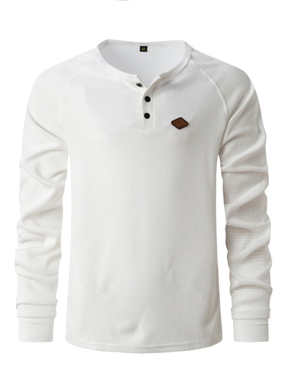 Streetwear New Vintage Waffle Mens Henry Shirt With Button Down Crew Neck And Lon 2024 New Vintage Waffle Mens Henry Shirt With Button Down Crew Neck And Long Sleeves Fashion Sweater Jacket With Graphic Design For Men