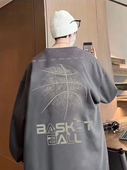 Funny Cartoon Basketball Graphic Pullovers Fleece Sweatshirts Hombre Letter Printed Crewneck Hoodie Y2K Streetwear Clothing Street King Limited