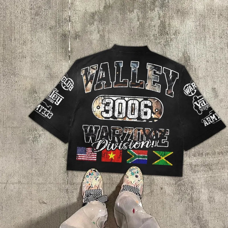 American Gothic Trendy Special Forces Letter Pattern Printed Oversized T-shirt Women's Summer Retro y2k Clothing Loose Shirt Street King Limited