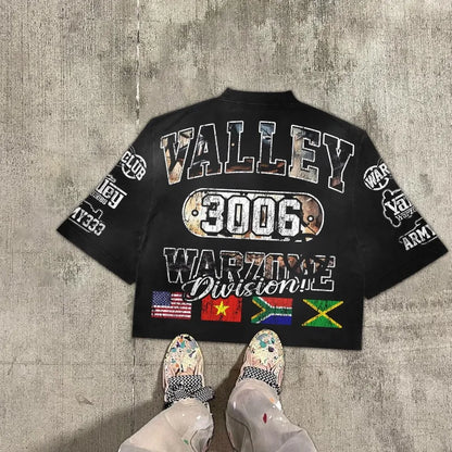 American Gothic Trendy Special Forces Letter Pattern Printed Oversized T-shirt Women's Summer Retro y2k Clothing Loose Shirt Street King Limited