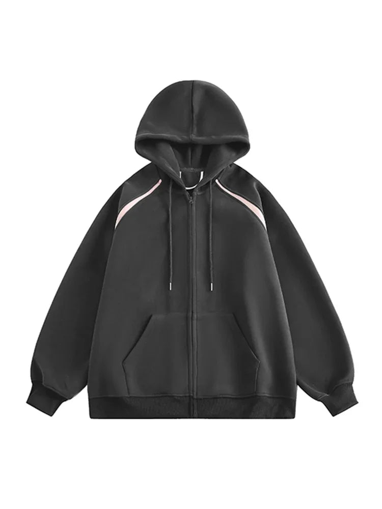 Autumn Oversized Zipper Hoodies For Men New Casual Hooded Cardigan Jackets Streetwear Patchwork Fleece Y2K Hoody Sweatshirts Street King Limited