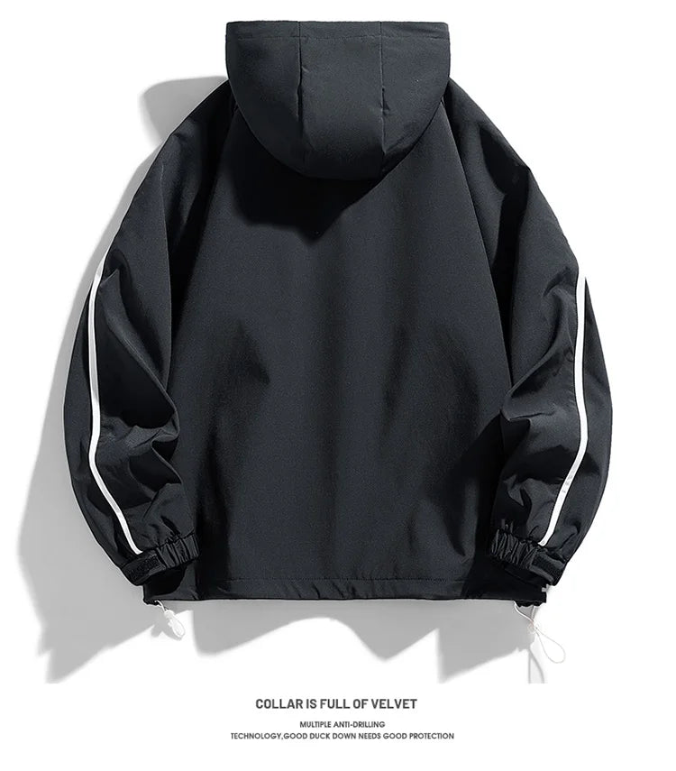 mens hooded jacket clashing colours jackets letter print jacket streetwear casual outdoor coats 2024 spring fall male clothing unique default style 5219