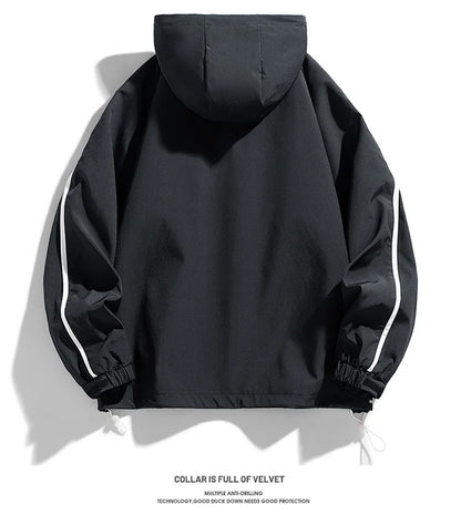 mens hooded jacket clashing colours jackets letter print jacket streetwear casual outdoor coats 2024 spring fall male clothing unique default style 5219