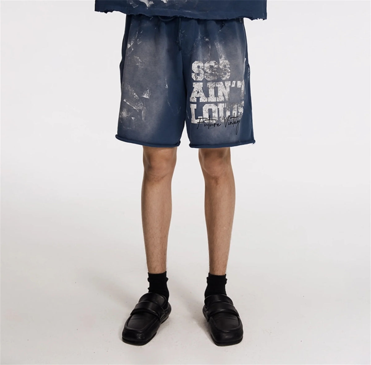 Saint Louis 24SS Future Vintage Splashing Ink Graffiti Making Dirty Water Making Old Drawstring Shorts For Summer Street King Limited