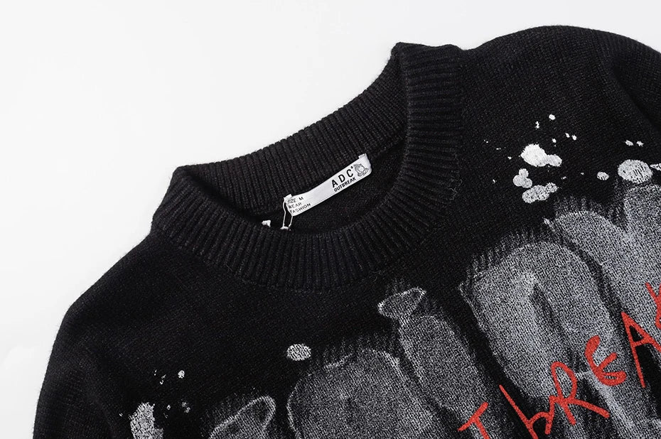 2023 Men Fashion Knitted Sweater Letter Printed Harajuku Oversized Hip Hop Sweaters Fall Winter Loose Jumper Pullovers Street King Limited