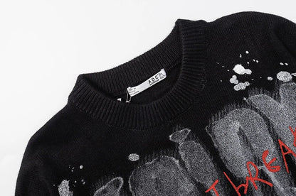 2023 Men Fashion Knitted Sweater Letter Printed Harajuku Oversized Hip Hop Sweaters Fall Winter Loose Jumper Pullovers Street King Limited