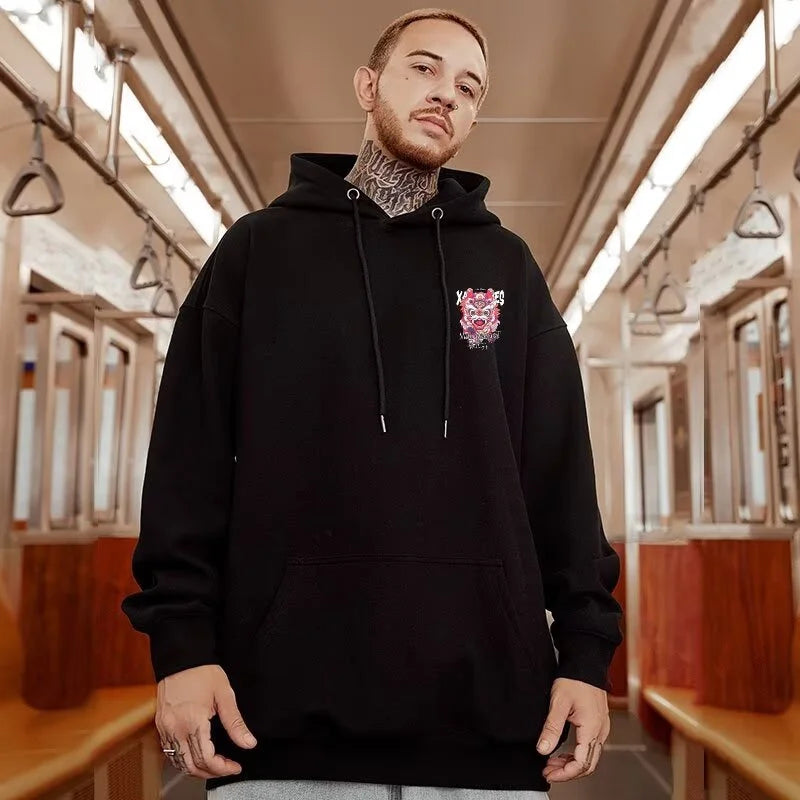 New Lion Dance Graphic Hoodies For Men Y2K Streetwear Fleece Hooded Sweatshirts Hip Hop Fashion Oversized Pullover Hoody Clothes Street King Limited