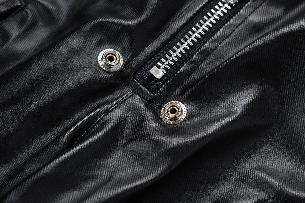 ro style matte pu leather pants for men high street y2k pantalones hombre baggy overall wide leg drawstring cargo pants unique cargo style 5472