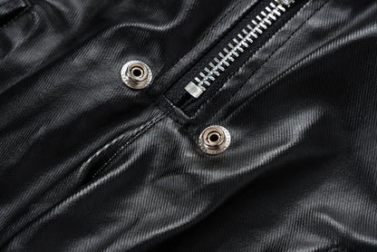 ro style matte pu leather pants for men high street y2k pantalones hombre baggy overall wide leg drawstring cargo pants unique cargo style 5472