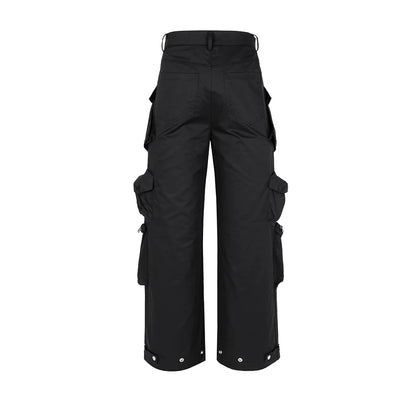 high street multi pokcets functional wide leg cargo pants unisex black straight baggy y2k overalls oversized loose trousers utility cargo pants