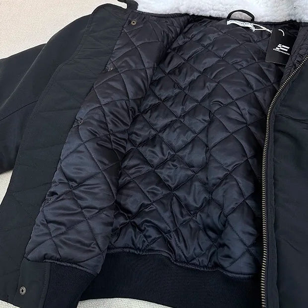 2024AW new cotton dress solid color hooded multi-pocket jacket Street King Limited