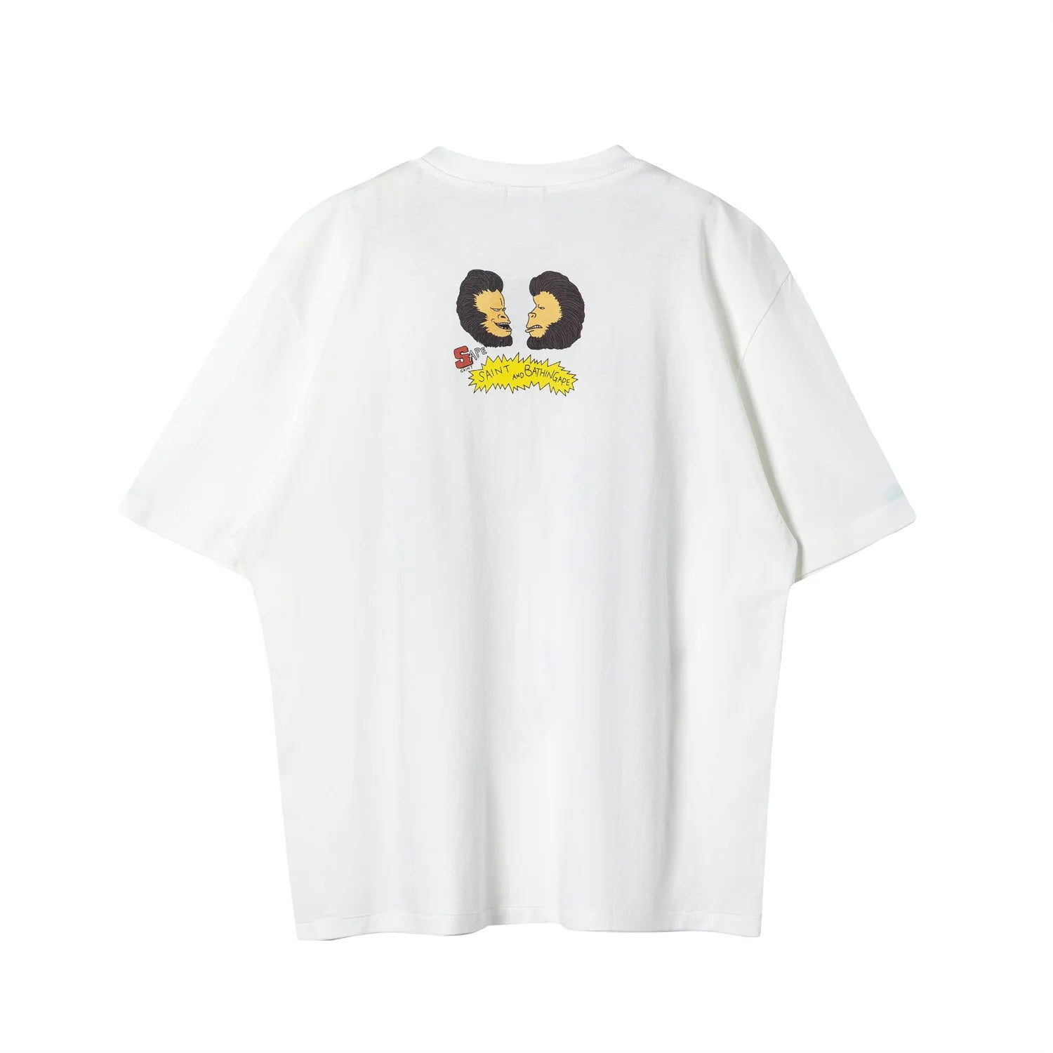 Summer 24ss Cartoon print casual loose round neck pullover short sleeved T-shirt Tops For Men Street King Limited