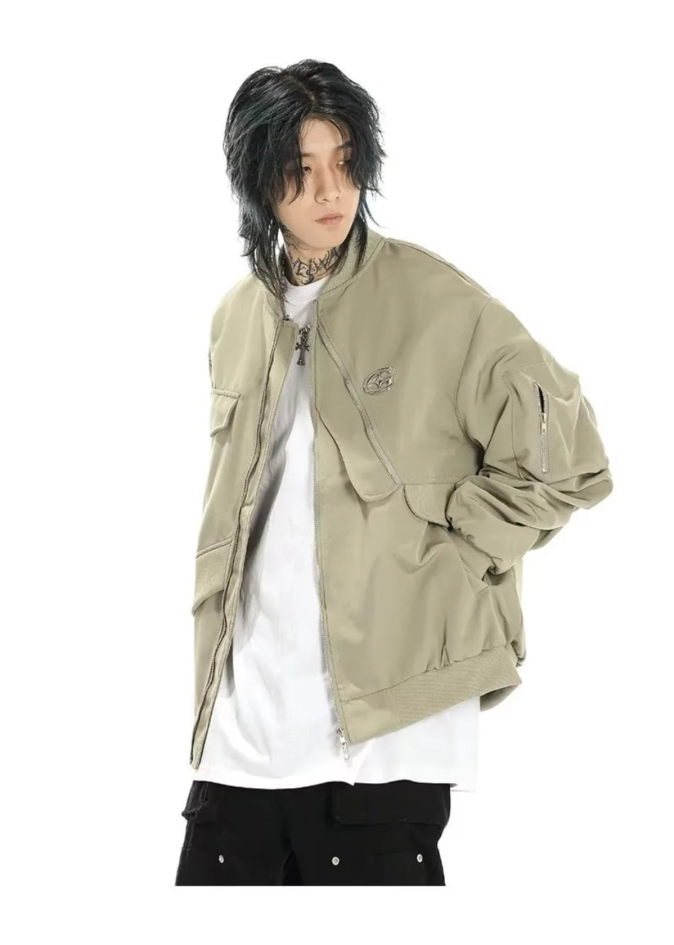 american street pilot jacket mens spring irregular trend loose tooling male coats zipper multiple pockets couple baseball jersey unique default style 3293