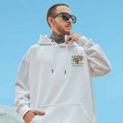 Money Bear Print Fleece Hoodies For Men Autumn Hip Hop Hooded Sweatshirts Unisex Pullovers Streetwear y2k Hoodie Tracksuit Homme Street King Limited