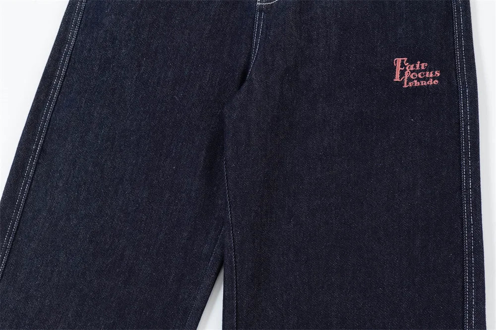 fashion men jeans pocket patchwork loose denim pants hip hop streetwear baggy trousers y2k men s jeans unique jeans style 477