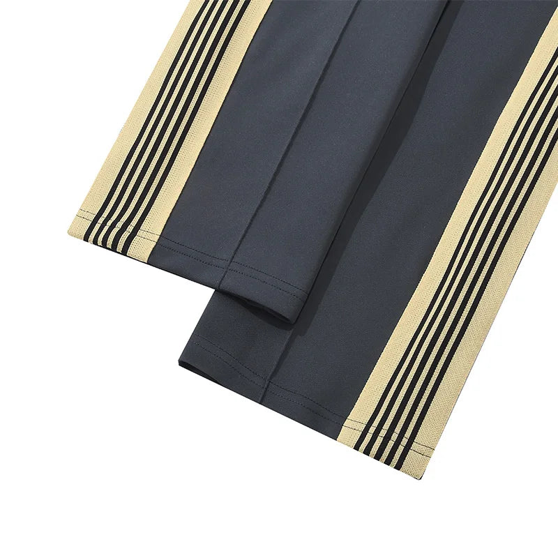 best quality embroidery logo new pants men woman side edge weaving stripe drawstring loose casual grey motion trousers unique default style 4914