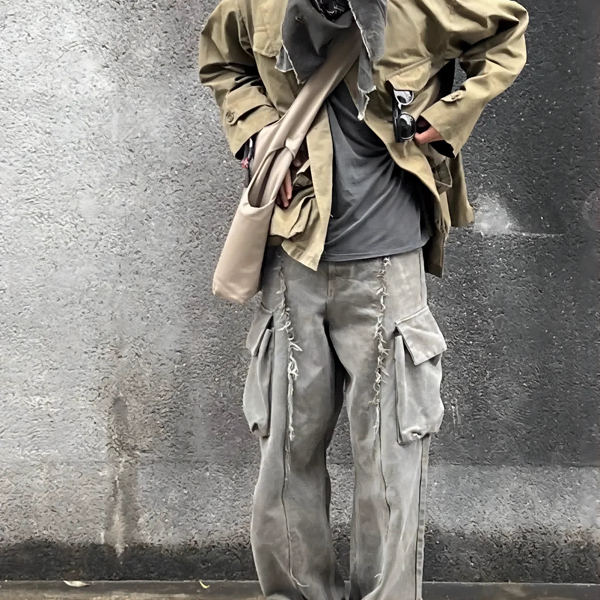 y2k streetwear tassel multi pocket jeans for men straight solid baggy cargo pants pantalones hombre casual denim trousers unique cargo style 891