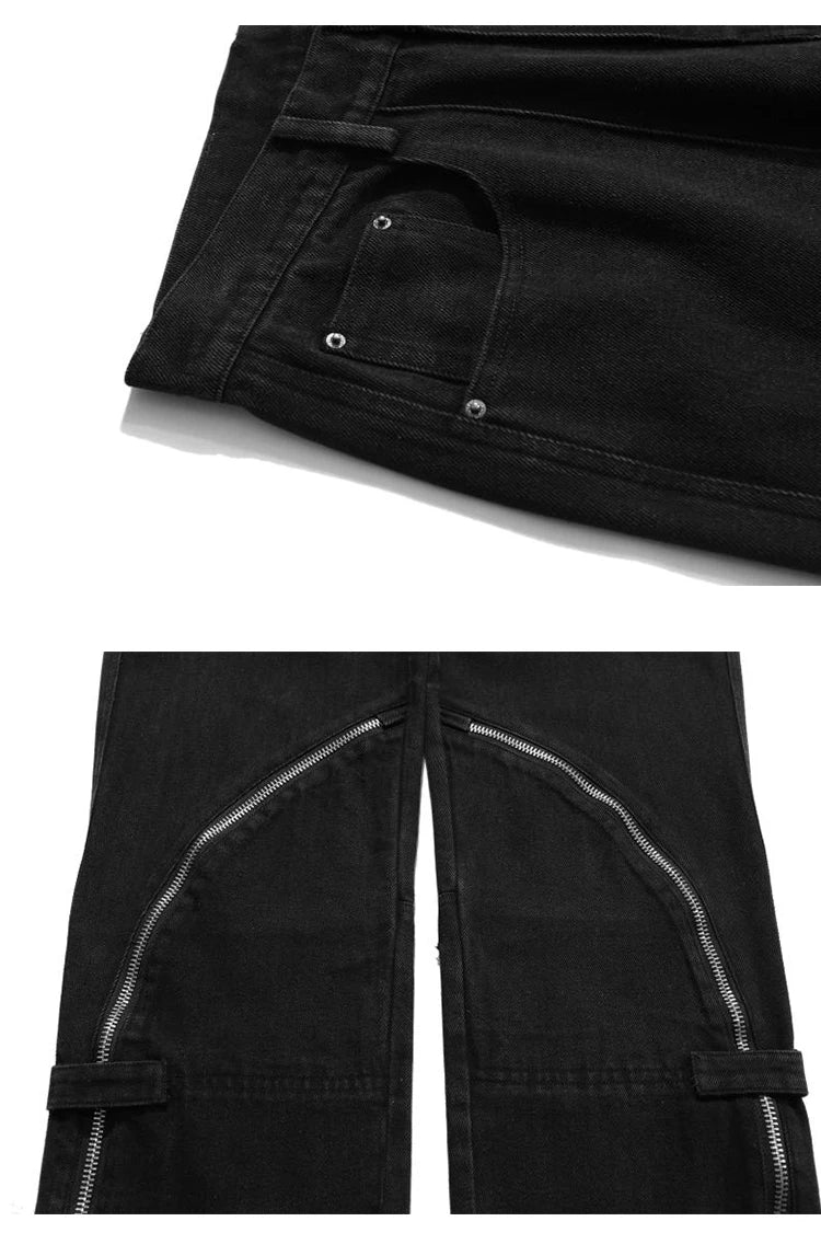 fashion denim straight pants hip hop jeans with zipper streetwear trousers new summer casual joggers men designer jeans for men unique joggers style 150