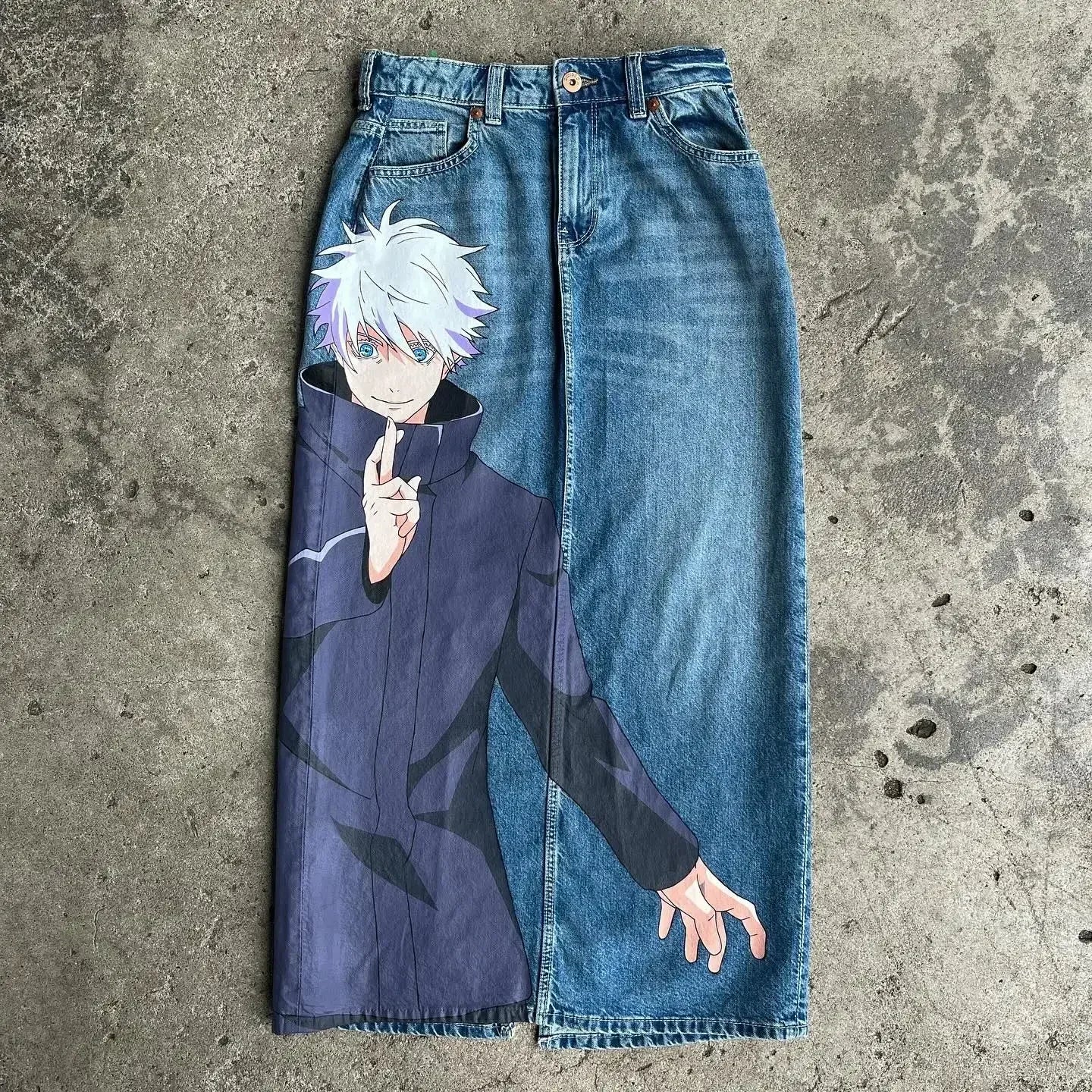 harajuku y2k baggy jeans the winged dragon of ra print wide leg denim pants popular anime jeans streetwear trouser men clothing unique jeans style 4467
