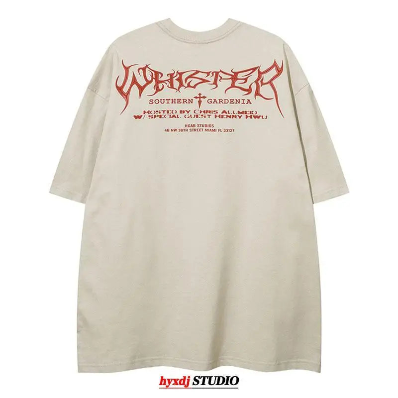 European and American trendy high street niche printed short-sleeved T-shirts for men summer American street tops men clothing Street King Limited