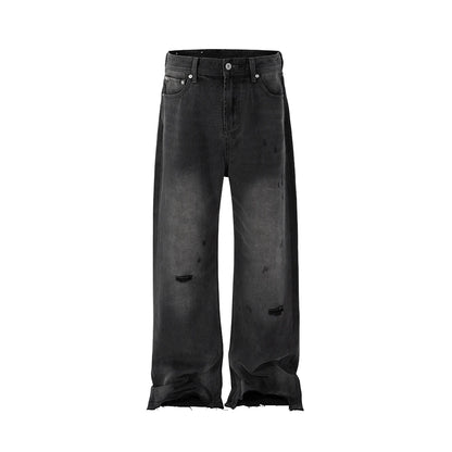 vintage washed hole damaged jeans pants for men streetwear y2k ripped black denim trousers pantalones hombre baggy cargos utility cargo pants