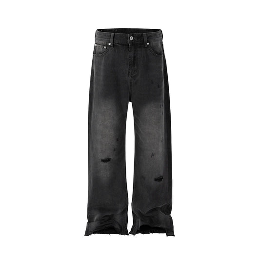 vintage washed hole damaged jeans pants for men streetwear y2k ripped black denim trousers pantalones hombre baggy cargos utility cargo pants