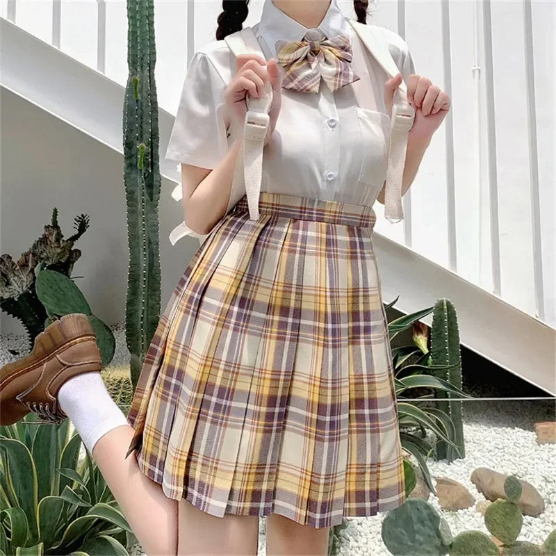 Jk Uniforms Gyaru School Uniform for Girl Student Pleated Skirt Uniform Set Women Short Sleeve Bow Tie Seifuku Japanese Style Street King Limited