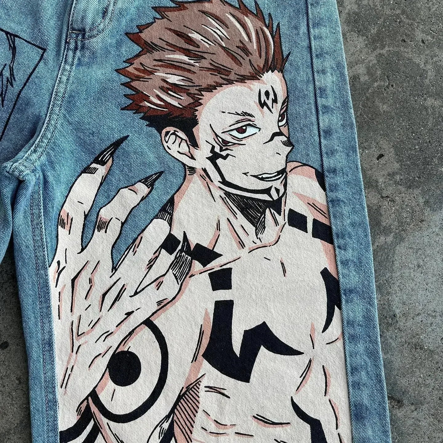 Harajuku fashion mens women’s jeans lightning graphic wide leg jean streetwear y2k denim cuples high waist pants men clothing Street King Limited