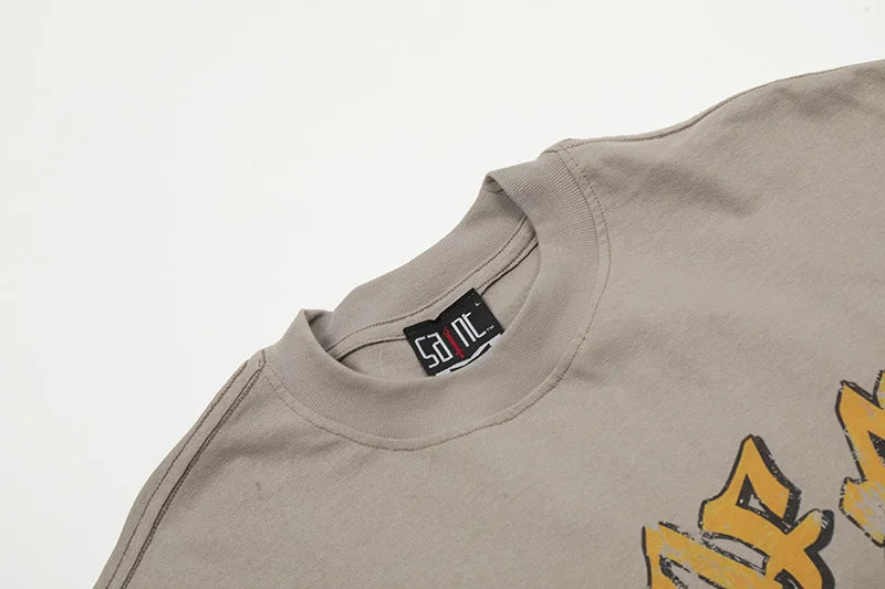 Saint T Shirt Prayer Child Nostalgia Vintage Printing Hip Hop Loose Casual Men Woman High Quality Tops Tee Street King Limited