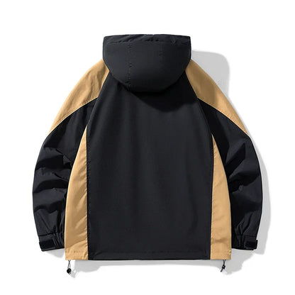 men loose fashion patchwork jacket zip up coats 2024 spring autumn outerwear multi coloured couple windbreaker outdoor coat clean everyday pants