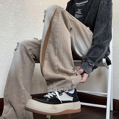 summer high street ripped jeans mens hip hop vintage design punk denim trousers hombre harajuku fashion casual y2k baggy jean denim street jeans